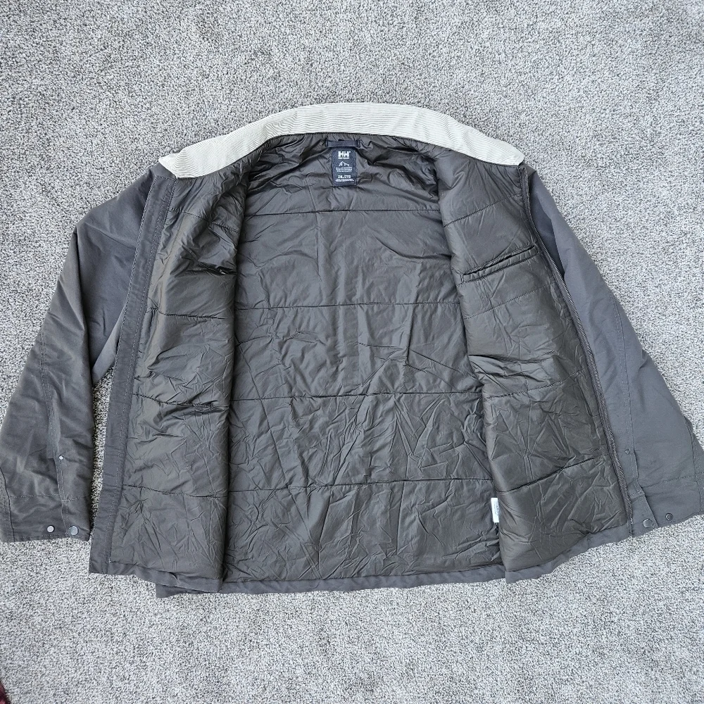 Helly Hansen Meyer Insulated Jacket Gray Green Zip Up Coat Men's Size XXL 2XL